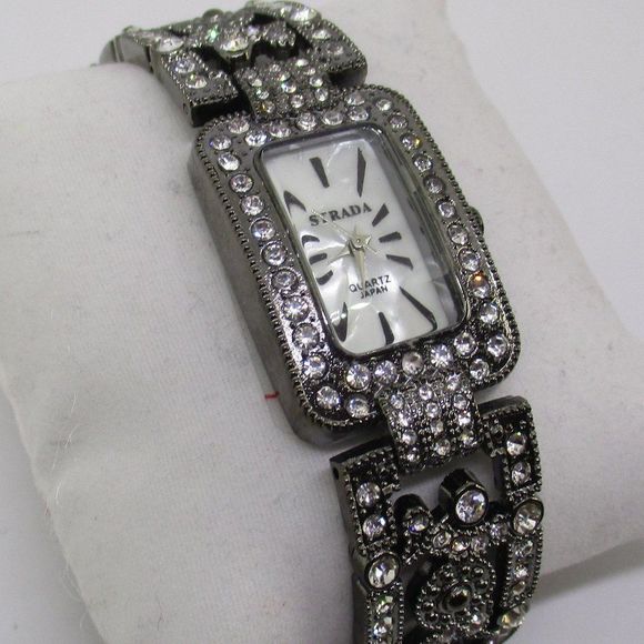 STRADA Watch Austrian Crystal Black Band - Picture 2 of 5
